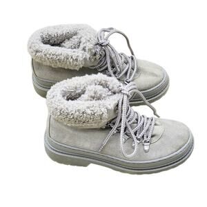 Girls Leather Upper Faux Fur Hiking Boots Sz 6